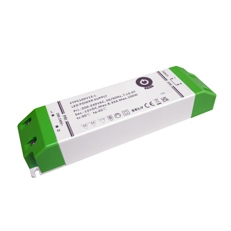 100W 12V LED-muuntaja IP20 - LED-muuntaja, joka tarjoaa tehokkaan virransyötön 100W:lle.