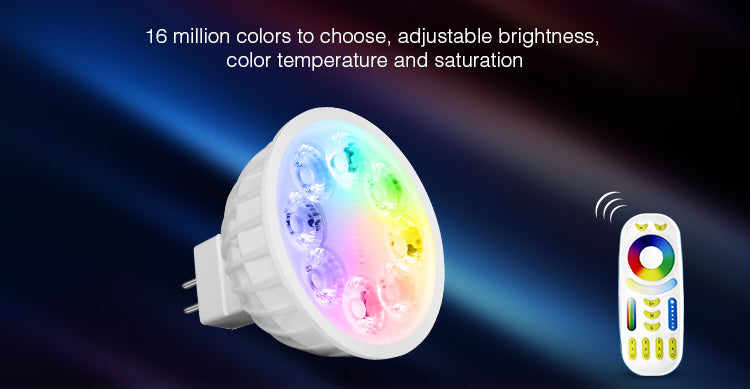 äly LED-lamppu RGB CCT GU5.3 kaukosäätimellä, 16 miljoonaa väriä, säädettävä kirkkaus, värilämpötila ja kylläisyys