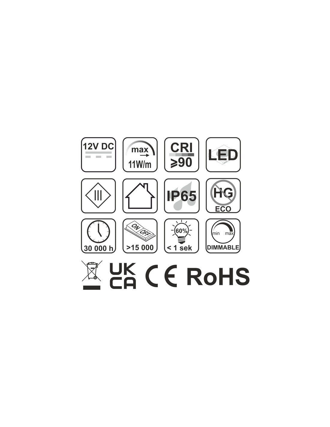 11W/m 12V COB LED-nauha, valaistuna