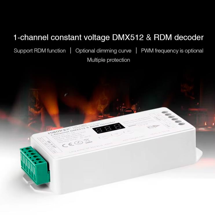DIM DMX-dekooderi 12-24VDC 1 kanava, max. 20A DMX512 & RDM - D1-CX tuote kuva