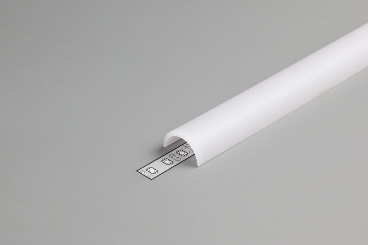 Diffuusori D, 2m kaareva kansi LED-profiiliin LED-nauhan suojaamiseen ja valaistuksen tasoittamiseen.