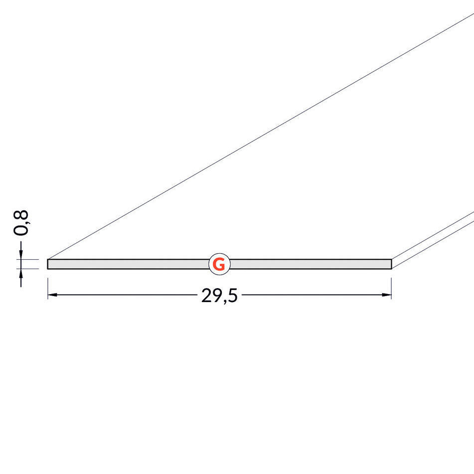 led-diffuusori-2m-kansi, mitat 29,5mm x 0,8mm liu'utettava muovikansi LED-profiiliin