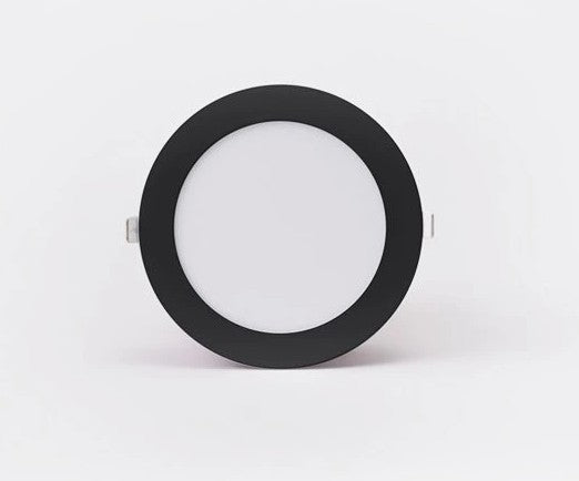 CCT-värilämpötilasäädettävä LED-paneeli 24V mustalla kehykset, pyöreä muoto, ⌀120mm.