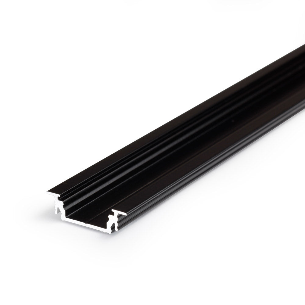 URA14 LED-profiili 2m musta LED-alumiinilista, uppoasennettava ja monikäyttöinen.