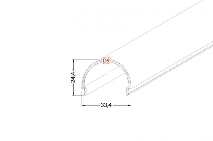 D9 diffuusorin päätypalat, kaareva muovinen päätypala, mittaus 24,4mm x 33,4mm, valkoinen