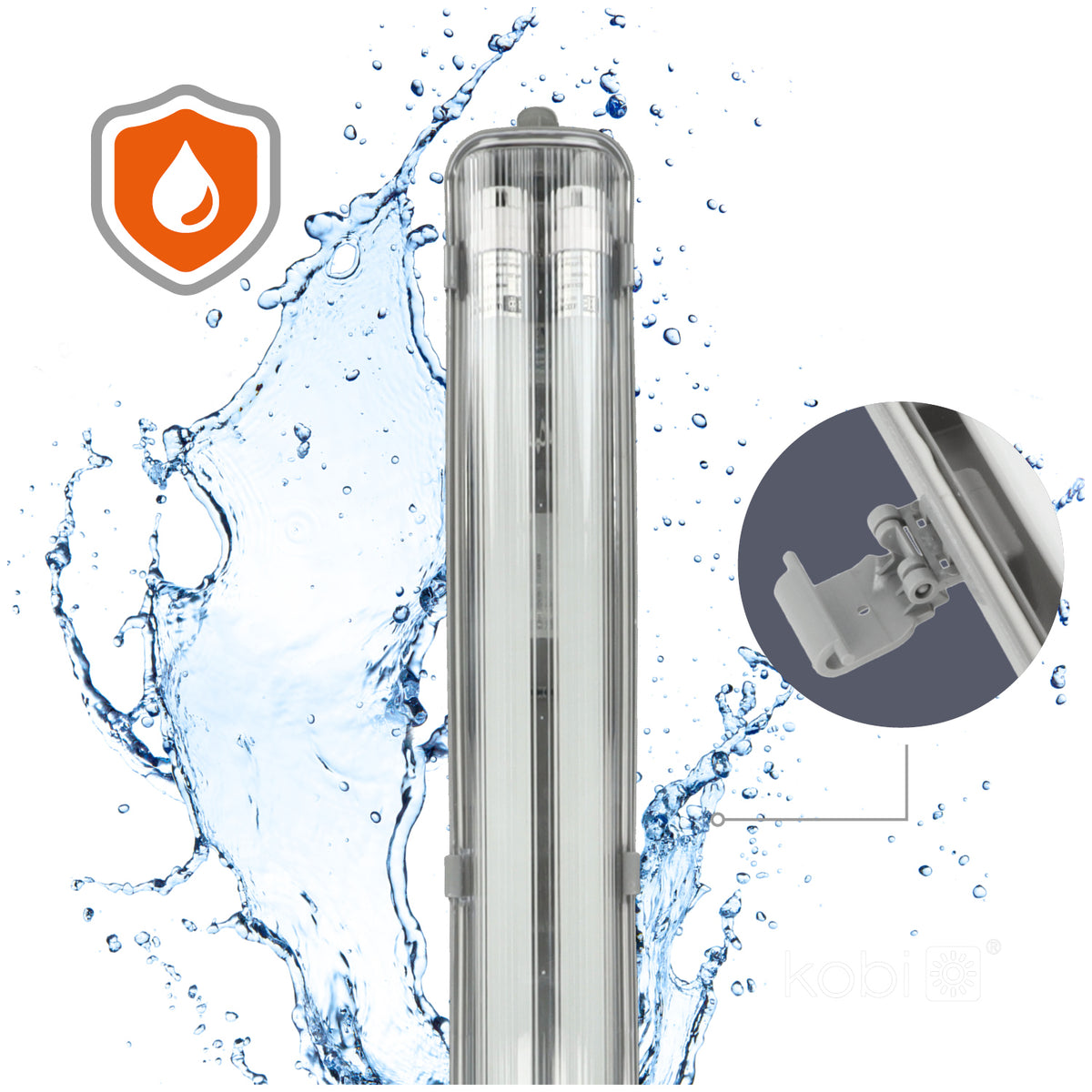 LED-loisteputkivalaisin 2x120cm 18W 4000K LED-putkilla 4320lm - HERMETIC G2 IP65, läpijohdotettava