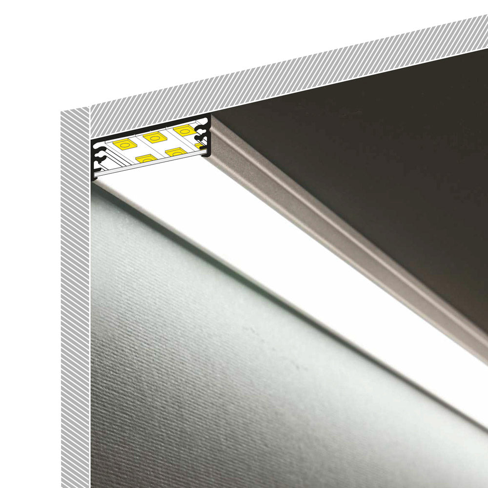 LAAJA24 - leveä LED-profiili 2m alumiinilistassa, jossa tilaa LED-nauhoille.