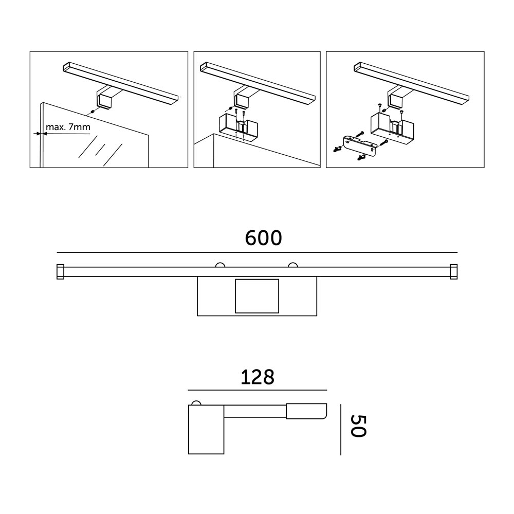 LED-peilivalaisin musta 4000K LUMIREFLECT IP44