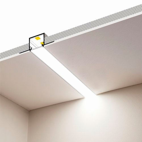 LINJA-UPPO20 trimmeless LED-profiili 2m alumiinilista kattoon asennettuna