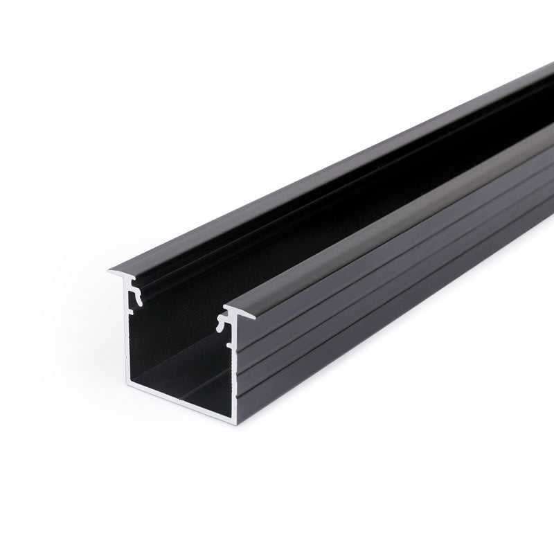 LINJA-UPPO20 LED-alumiinilista uppoasennukseen musta 2m-malli, alumiiniprofiili LED-nauhavalaisimille.