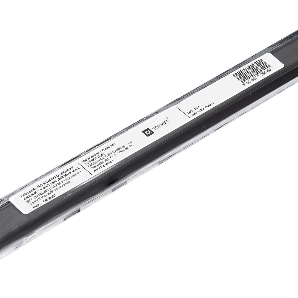 LINJA20 LED-profiilisetti musta, 2m, musta alumiiniprofiili valaistukseen