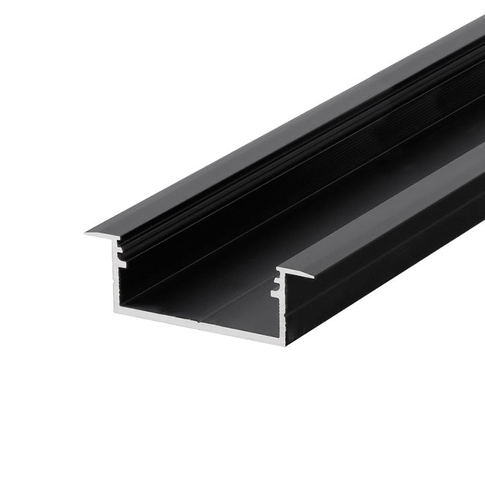 MONI30-06 ISO LED-profiili, uppoasennettava LED-profiili mustana, mitat 2000mm, 33,4 x 12,8mm