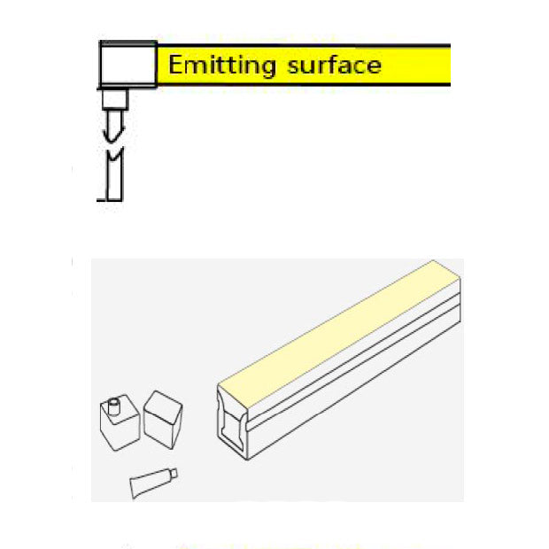Emitting surface diagram illustrating the NEON STRIP 1217 LED-valonauha SIDE BEND design features.