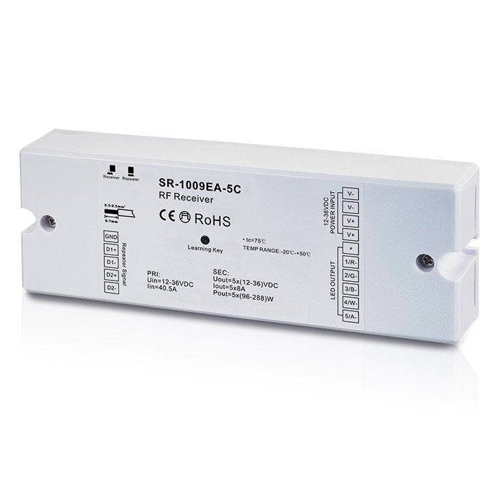 langaton LED-vastaanotin RGB RGBW CCT, RF-vastaanotin 12-36V, 5-kanavainen himmennin
