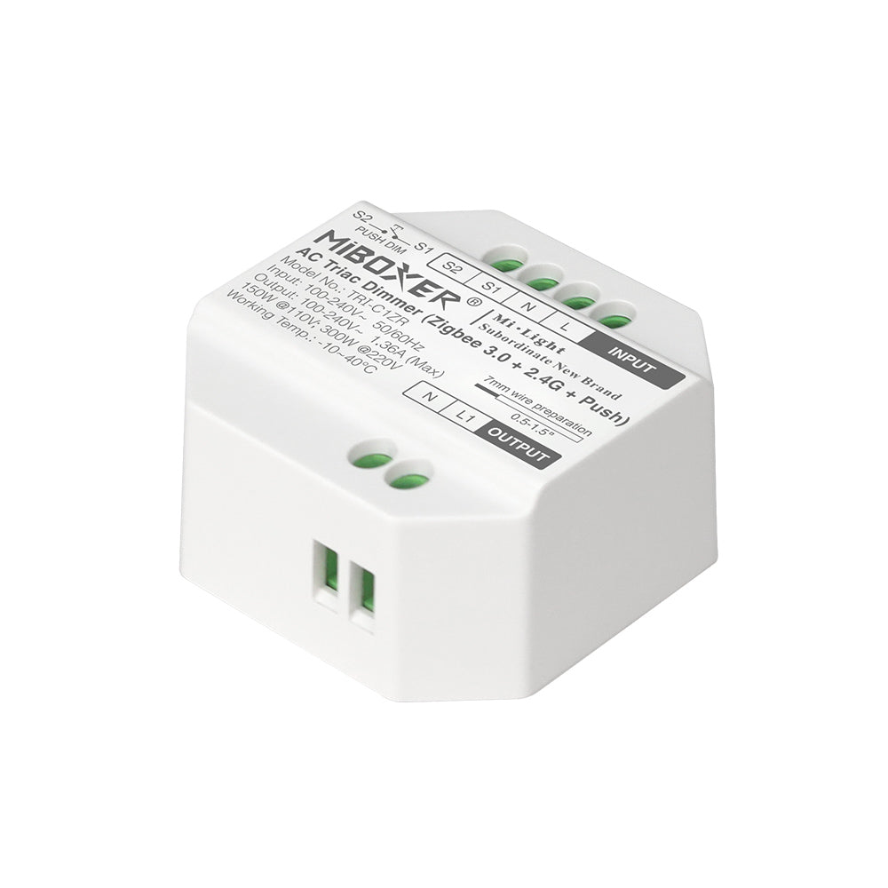 ZigBee TRIAC himmennin vastaanotin, langaton ohjain, 230V, max 300W, Push Dim - TRI-C1ZR