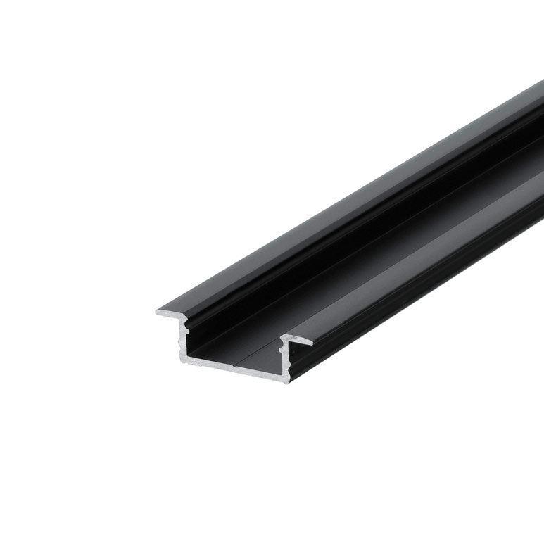 LED-profiili 2000mm musta alumiinilista, sopii 14mm leveille LED-nauhoille.