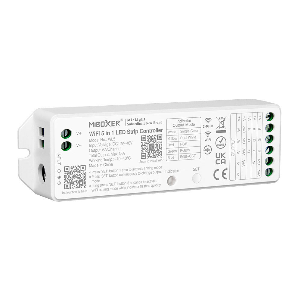 WL5 LED-ohjain 5 in 1 kaikenlaisille 12-24V LED-valonauhoille, Miboxer