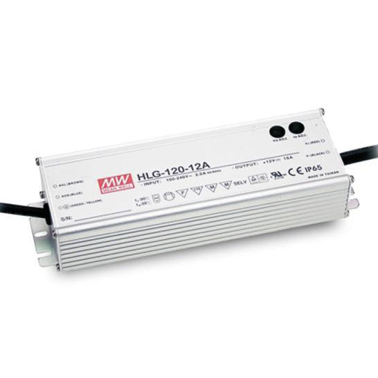 120W LED-virtalähde HLG-120H-12A, vedenkestävä ja säädettävä, IP 65, Mean Well