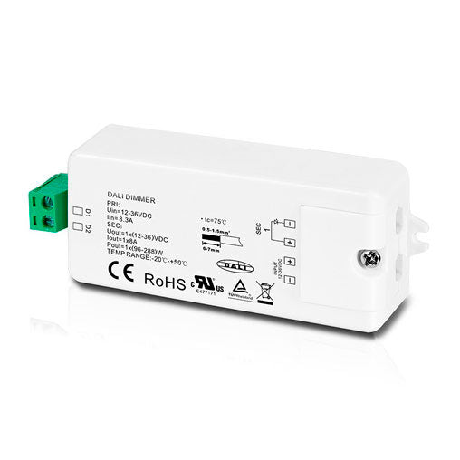 DALI LED himmennin 1-kanavainen 8A, DALI Slave laite, yhteensopiva DALI järjestelmän laitteiden kanssa.