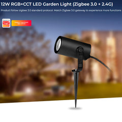 12W RGB+CCT LED-puutarhavalaisin Zigbee RGB CCT LED-puutarhavalaisin, monivärinen valaistus ja IP66 suojaus