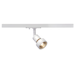 GU10 LED-valaisin 1-vaihekiskoon valkoinen valaisin, joka asennettu 1-vaihekiskoon.