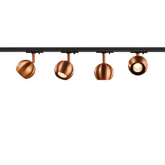 GU10 LED-valaisin 1-vaihekiskoon pyöreällä ja pallomaisella designilla, kuparinvärinen.