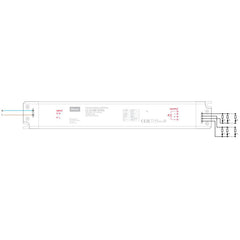 180W 24V LED-muuntaja HELVAR, kuvitus, jossa näkyvät liitännät ja tekniset tiedot.