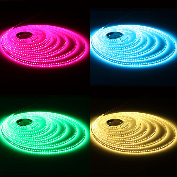 RGB LED nauha 24V 60led/m vaihtelevilla väreillä, mukaan lukien pinkki, sininen, vihreä ja keltainen, 5m