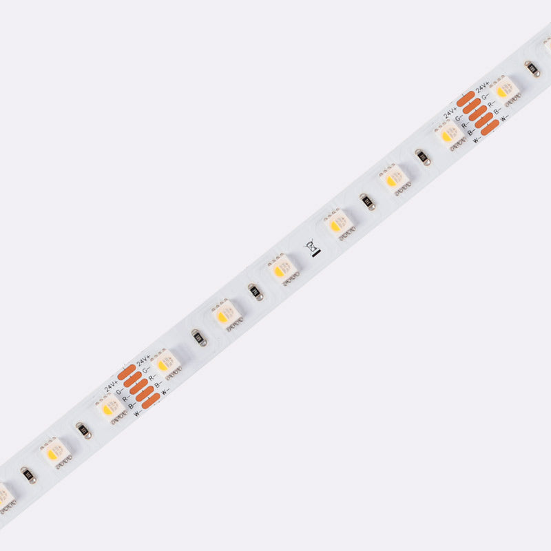 RGBW LED-nauha 19,2W 24V, 5m valkoinen nauha led-valoilla, suunniteltu sisäkäyttöön.