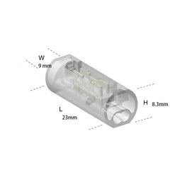2-osainen helppo johtoliitin LED-valonauhoille max. 5A - Wire-X2 9mm x 8.3mm x 23mm dimensions diagram
