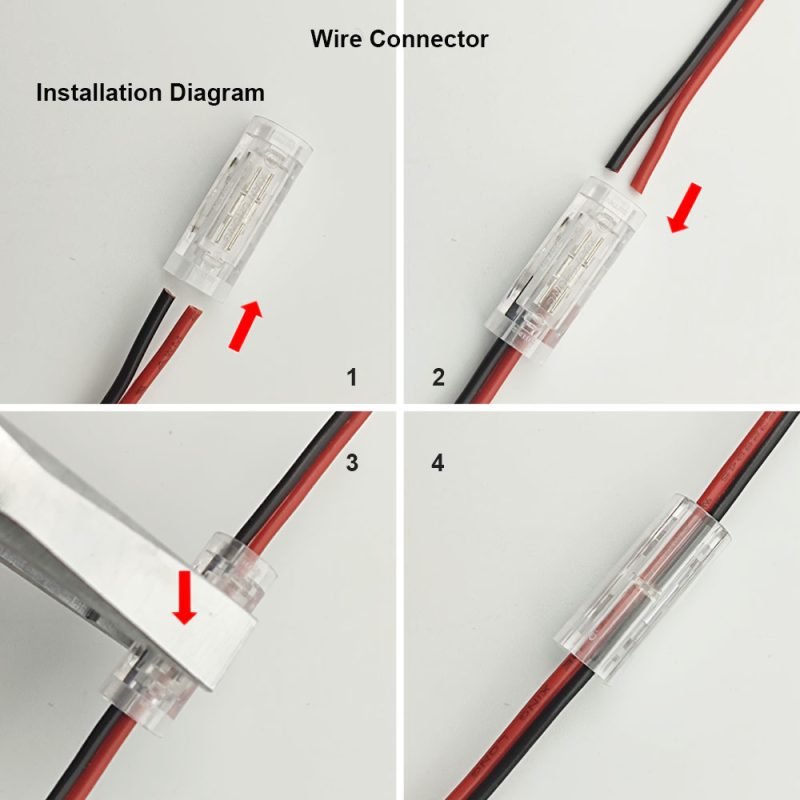 2-osainen helppo johtoliitin LED-valonauhoille max. 5A - Wire-X2 asennusdiagrammi