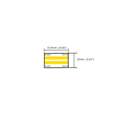 COB LED-valonauha 20W 24V mitat 14.7mm x 12mm, selkeä kaavio valonauhan rakenteesta.