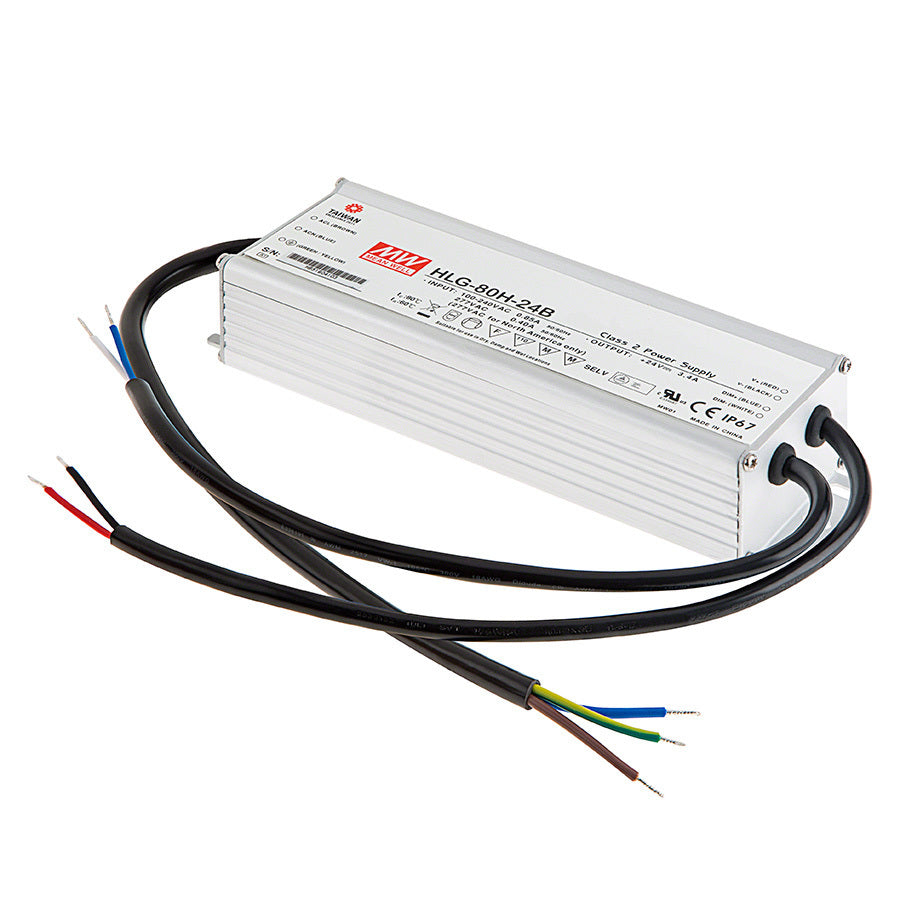 80W 24V himmennettävä LED-virtalähde, HLG-80H-24B, Mean Well, IP65, eristysluokka Class II