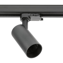 LIMA LED-valaisin 3-vaihekiskoon, musta (GU10 polttimolle) kiinnitettynä kiskoon.