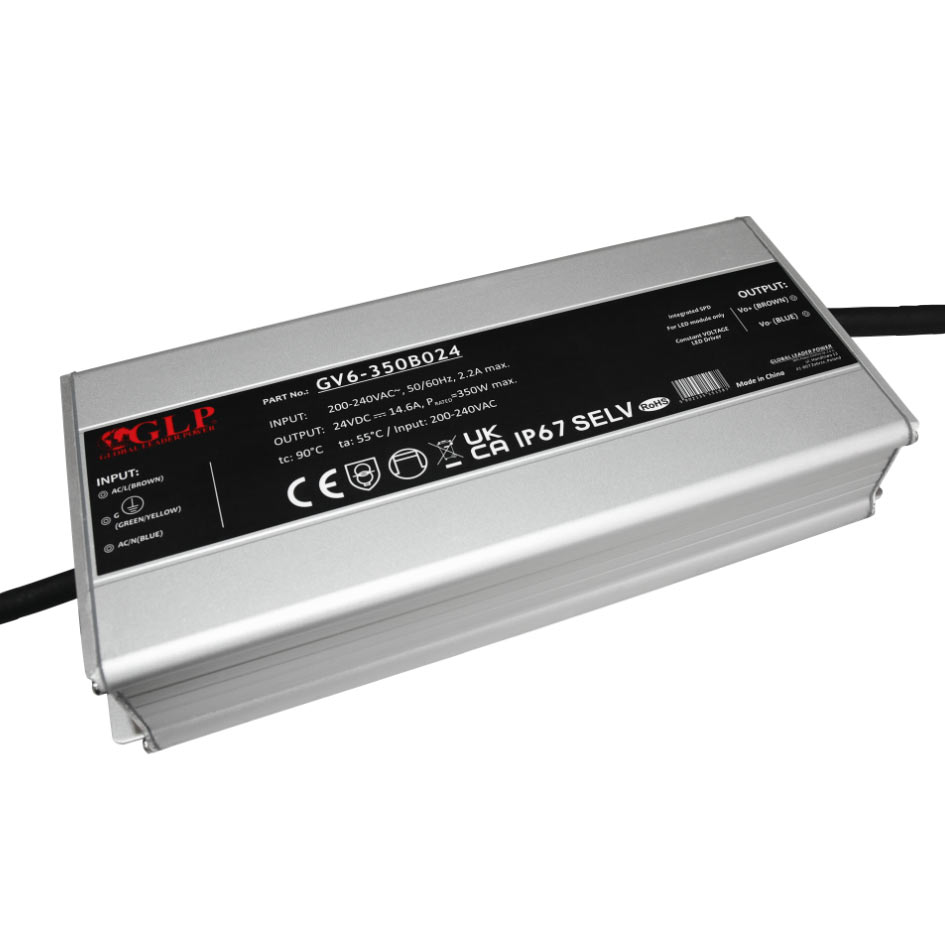 350W 24V LED-muuntaja, IP67, tekniset tiedot