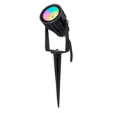 RGB+CCT LED-puutarhavalaisin maapiikillä, monivärinen valaistus ja himmennystoiminto.