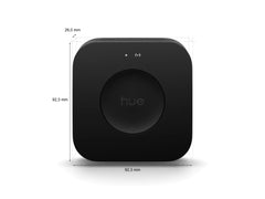 Philips Hue Bridge Pro - Hue-älyvalaistuksen keskusyksikkö, musta, mitat 92,3 mm x 26,0 mm.