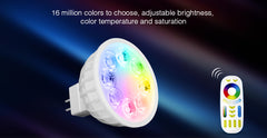 äly LED-lamppu RGB CCT GU5.3 kaukosäätimellä, 16 miljoonaa väriä, säädettävä kirkkaus, värilämpötila ja kylläisyys
