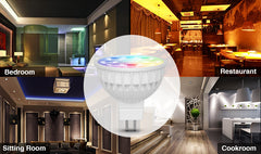 4W GU5.3 äly LED-lamppu RGB CCT erilaisissa sisätiloissa kuten makuuhuoneessa, ravintolassa ja keittiössä.