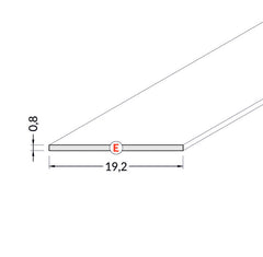 Diffuusori E liu'utettava kansi led-profiiliin mitat 19,2mm x 0,8mm, 2m pituus