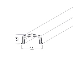 diffuusori pyöreään LED-profiiliin, mitat 11mm x 4,9mm, kuva profiiliin asennettavasta kannesta