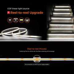 Pisteetön COB LED-valonauha 24V, Reel-to-reel Upgrade, liukkaat portaat, helppo asennus ilman juotoksia