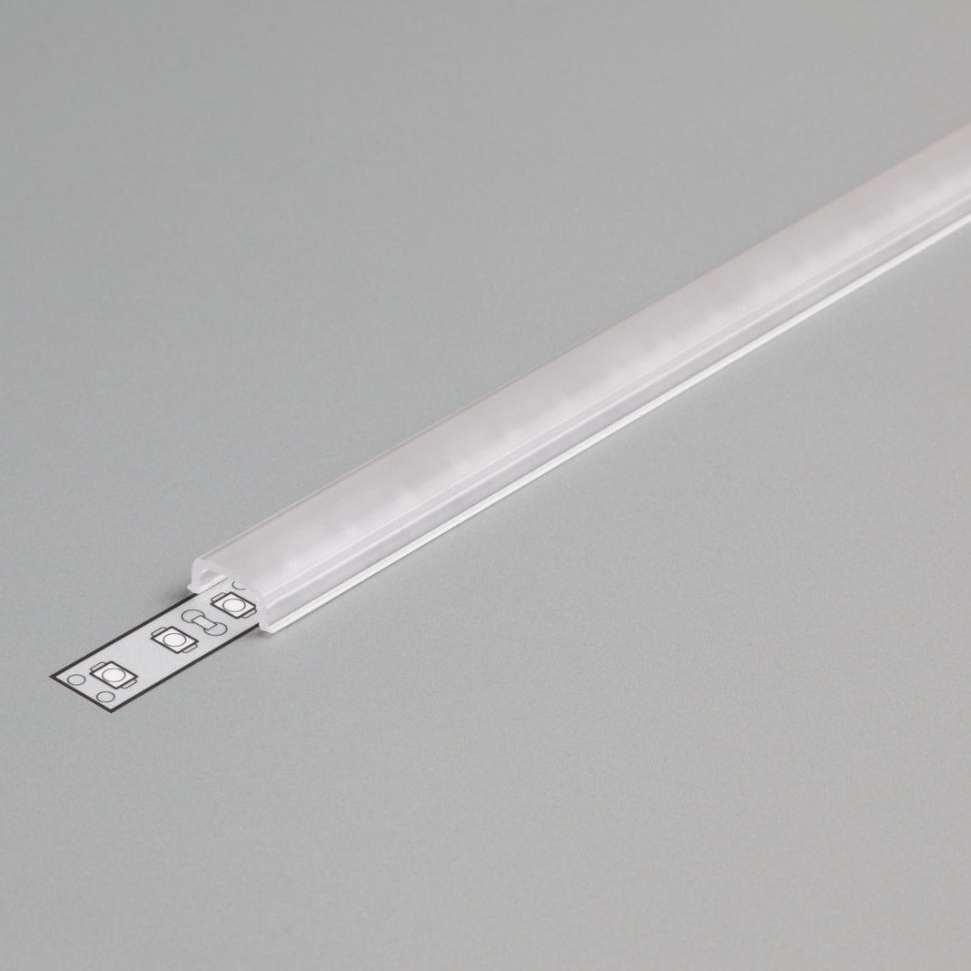 Diffuusori I, 2m kliksautettava kansi pyöreään LED-profiiliin, himmeä ja suojaa LED-nauhaa.