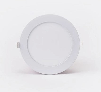 CCT-värilämpötilasäädettävä LED-paneeli 24V pyöreä muoto, halkaisija 120mm, valkoinen design.