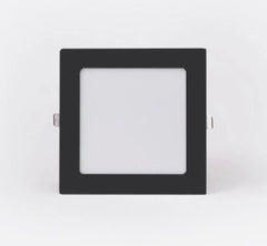 CCT-värilämpötilasäädettävä LED-paneeli 120x120mm musta malli, uppoasennettava, tyylikäs ja moderni muotoilu.