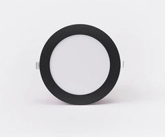 CCT-värilämpötilasäädettävä LED-paneeli 24V mustalla kehykset, pyöreä muoto, ⌀120mm.