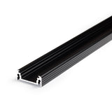 PINTA14 LED-profiili 2m, musta alumiininen lista 14mm LED-nauhalle, käytettävä huonekaluissa ja kaapeissa.