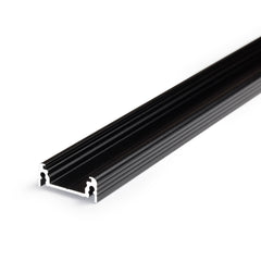 PINTA14 LED-profiili 2m, musta alumiininen lista 14mm LED-nauhalle, käytettävä huonekaluissa ja kaapeissa.