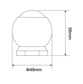 PIR liiketunnistin 2.4G tekniset tiedot, mitat 49x56 mm, tekninen piirustus.