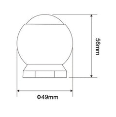 PIR liiketunnistin 2.4G tekniset tiedot, mitat 49x56 mm, tekninen piirustus.